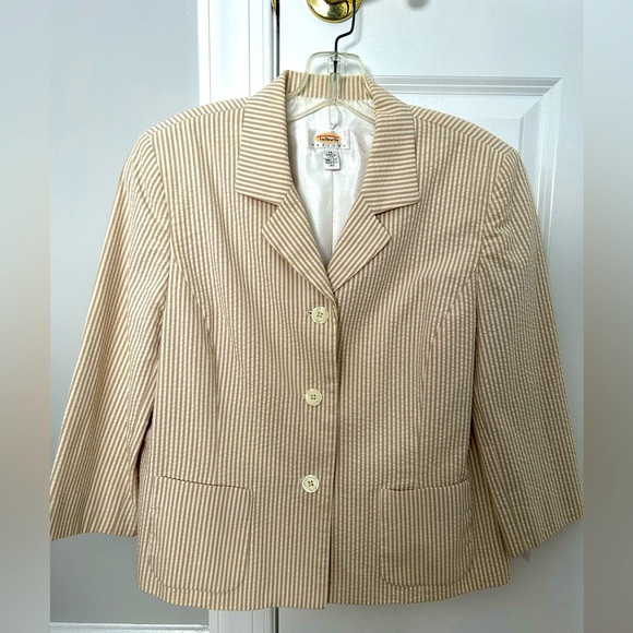 Talbots Petite Beige Textured Blazer Jacket - Picture 1 of 1